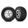 Tires & wheels, assembled, glued (SCTsatin chrome wheels, (d, TRX5873