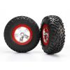 Tires & wheels, assembled, glued (SCT satin chrome red beadl, TRX5873R