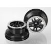 Wheels, SCT Split-Spoke, black, satin chrome beadlock style, TRX5886