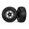 Tires & wheels, glued on SCT Black chrome wheels TSM Rated, TRX5889