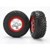 Tires & wheels, assembled, glued (SCT, satin chrome, red bea, TRX5973R