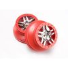 Wheels, SCT Split-Spoke, chrome, red beadlock style, dual pr, TRX6872A