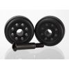 Wheels (2)/ axle (1) (for wheelie bar, #6978), TRX6977