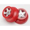 Wheels, SCT satin chrome, red beadlock style, dual profile (, TRX7072A