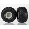 Tires & wheels, assembled (Monster Jam replica grey wheels,, TRX7265