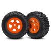 Tires and wheels, ass, glued (SCT Orange wheels, SCT off-r, TRX7674A