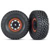 Tires and wheels, assembled, glued (Desert Racer wheels, black with orange beadl