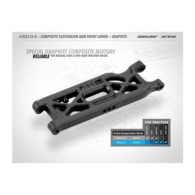 XT4 COMPOSITE SUSPENSION ARM FRONT LOWER - GRAPHITE, X322112-G