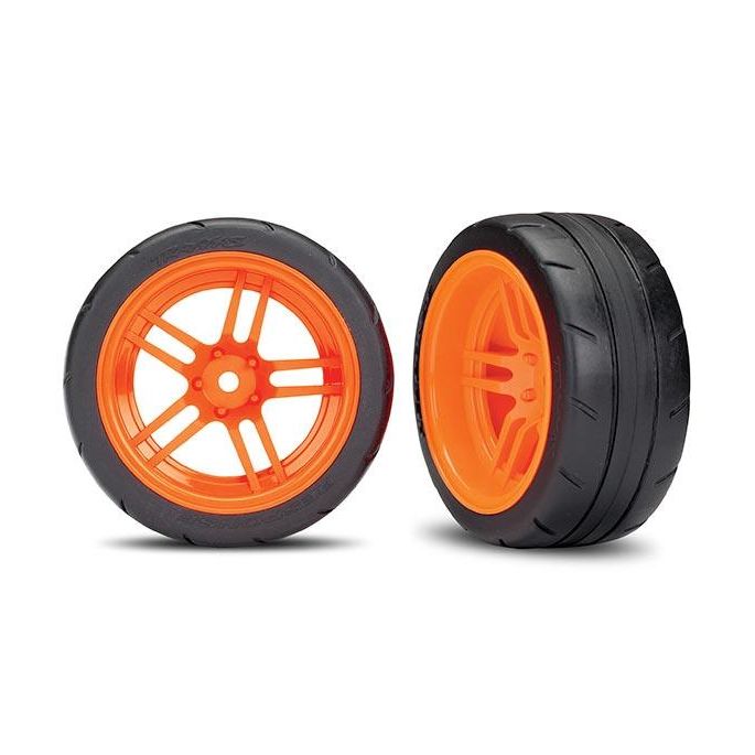 Tires and wheels, assembled, glued (split-spoke orange VXL, TRX8374A