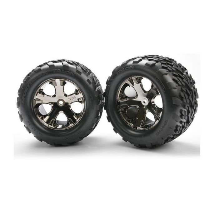 Tires & wheels, assembled, glued (2.8) (All-Star black chrom, TRX3668A