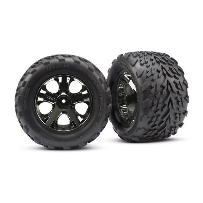 Tires & wheels, assembled, glued (2.8) (All-Star black chrom, TRX3669A