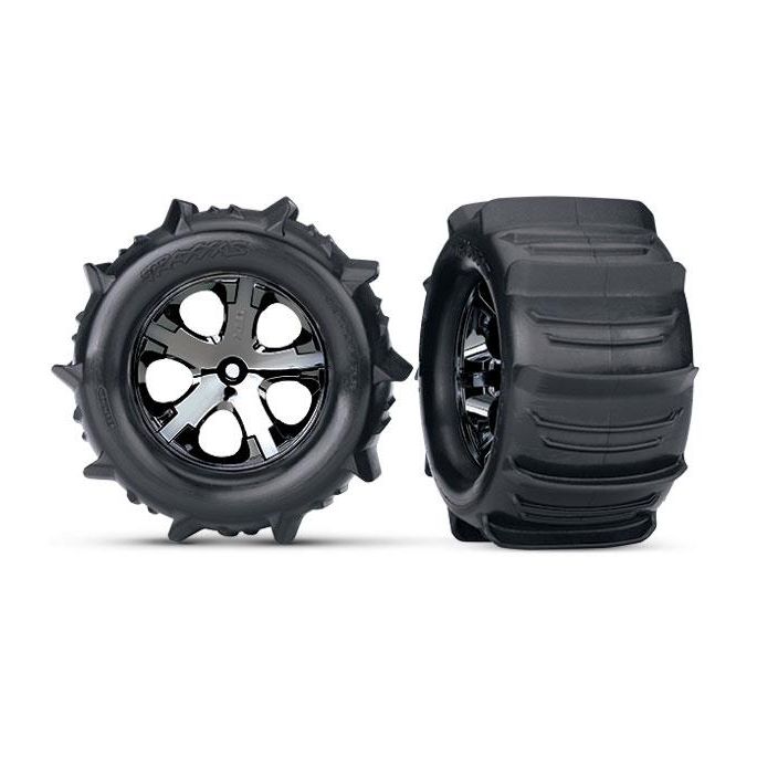 Tires & wheels, assembled, glued (2.8') Paddle (black chrome, TRX3689