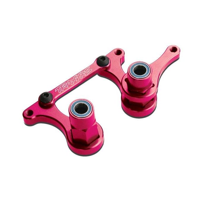 Steering bellcranks, drag link (blue-anodized T6 PINK, TRX3743P