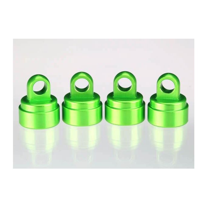 Shock caps, aluminum (green-anodized) (4) (fits all Ultra Sh, TRX3767G