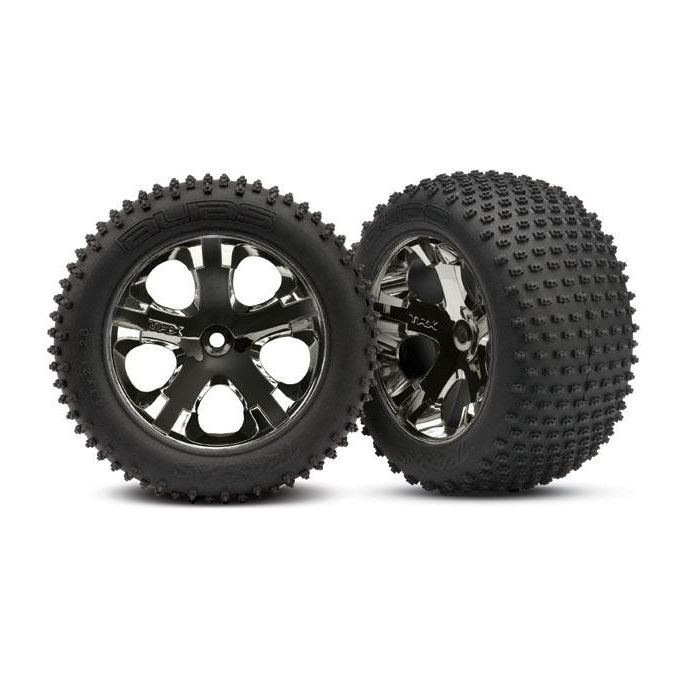 Tires & wheels, assembled, glued (2.8) (All-Star black chrom, TRX3770A