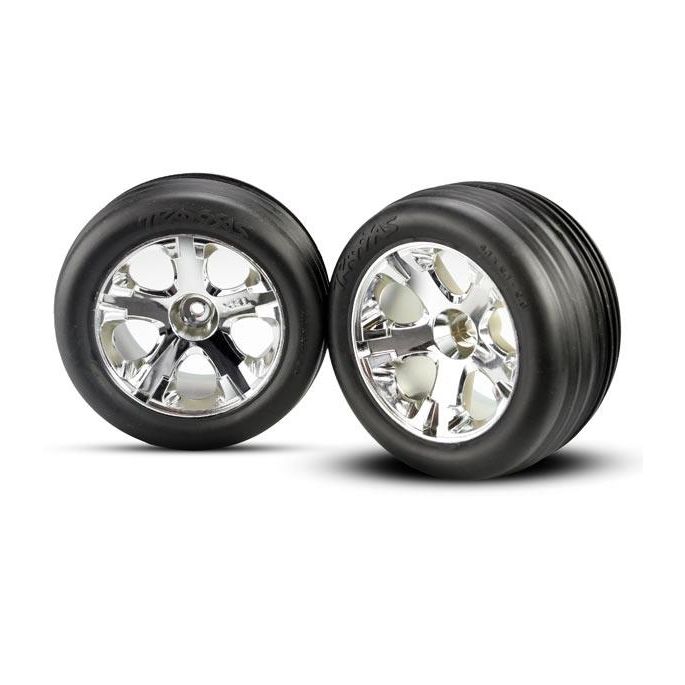 Tires & wheels, assembled, glued (2.8)(All-Star chrome wheel, TRX3771