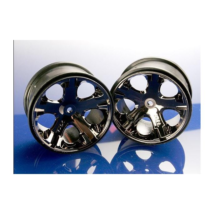 Wheels, All-Star 2.8 (black chrome) (Rustler, Stampede rear, TRX3772A