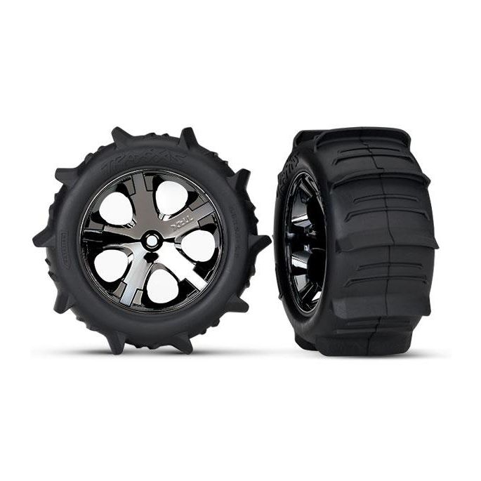 Tires & wheels, assembled, glued Paddle (All-Star black chro, TRX3776