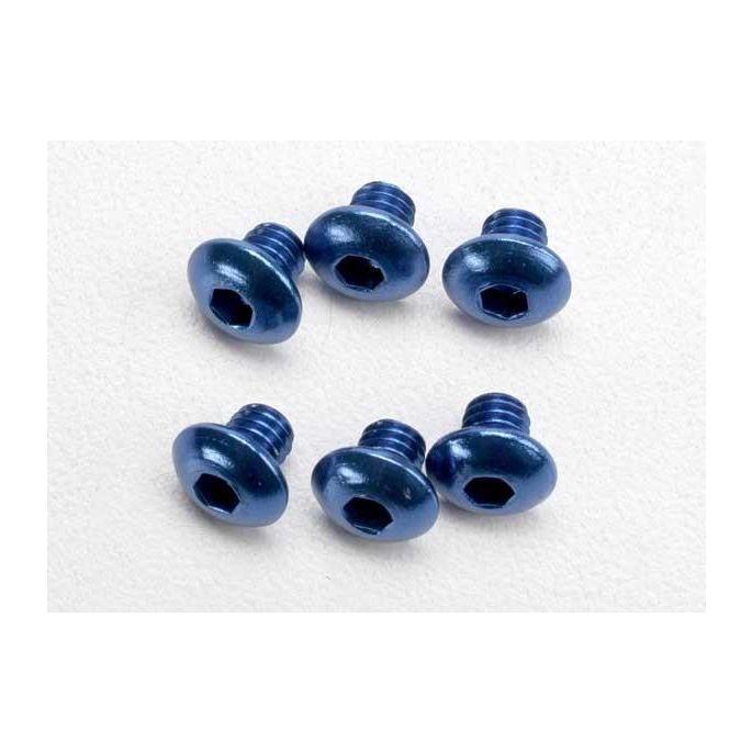 Screws, 4x4mm button-head machine, aluminum (blue) (hex driv, TRX3940