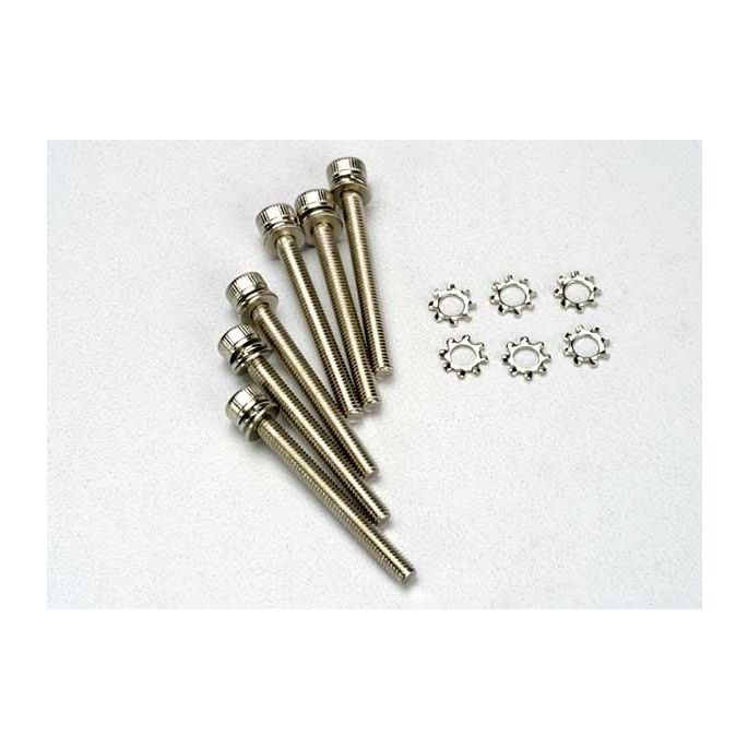 Screws, 3x28mm cap-head machine (hex drive) (6)/ 3x6mm ELW (, TRX3963