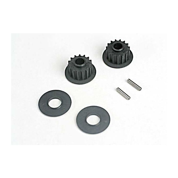 Pulleys, 15-groove (front/ rear) (2)/flanges (2)/ axle pins, TRX4896