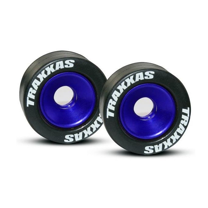 Wheels, aluminum (blue-anodized) (2)/ 5x8mm ball bearings (4, TRX5186A