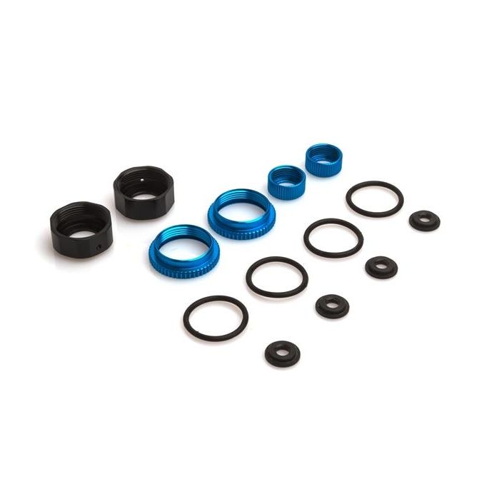 Aluminium upper/lower Shock Cap + Tension Ring (4pcs) - S10, 122560