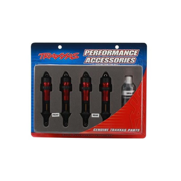 Shocks, GTR aluminum, red-anodized bodies with TiN shafts (f, TRX5460R