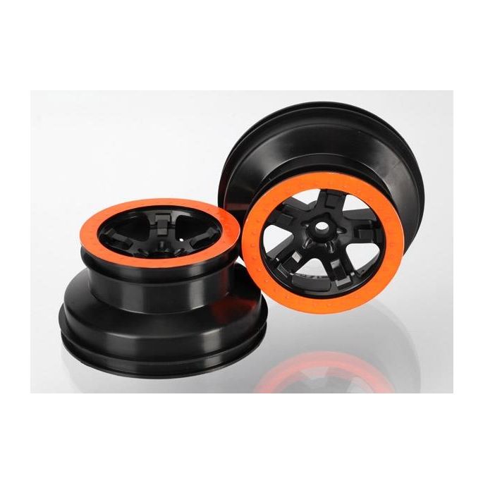 Wheels, Sct Black, Orange beadlock style, dual profile, TRX5870X