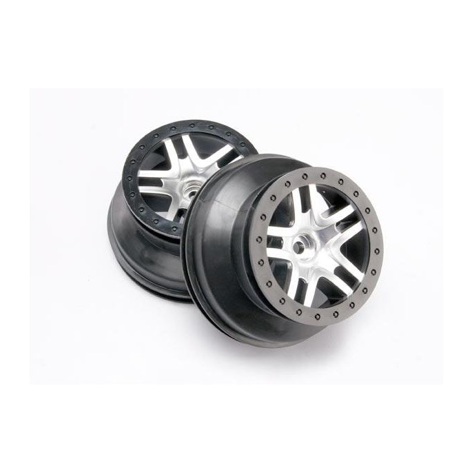 Wheels, SCT Split-Spoke, satin chrome, beadlock style, dual, TRX5876