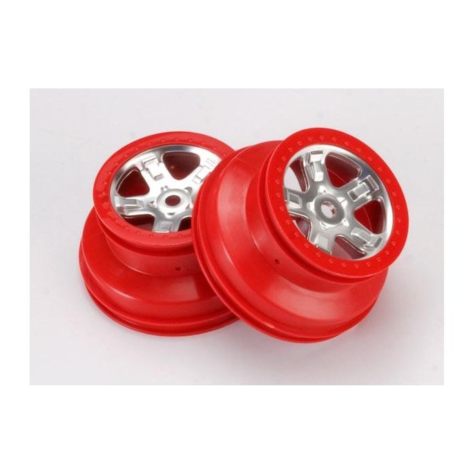 Wheels, SCT satin chrome with red beadlock, dual profile (2., TRX5972A