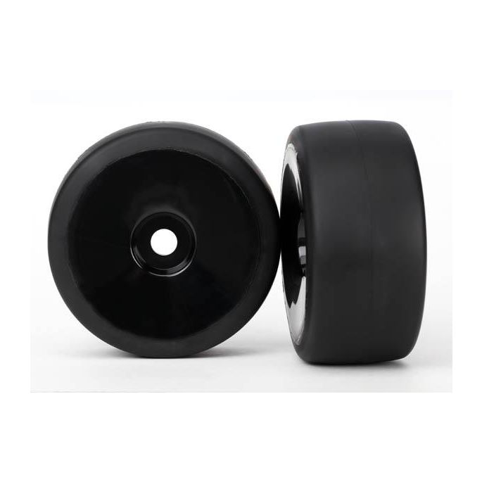 Tires & wheels, assembled, glued (black, dished wheels, slic, TRX6475