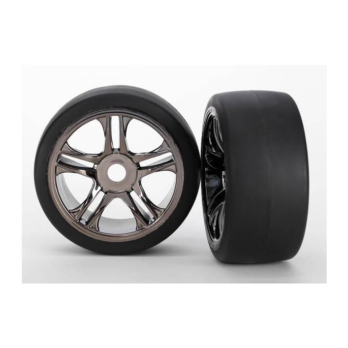 Tires & wheels, assembled, glued (split-spoke, black chrome, TRX6477