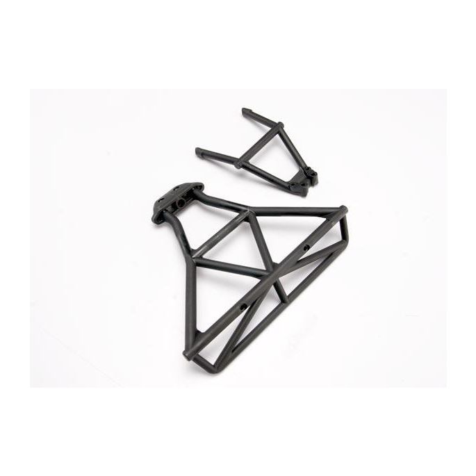 Bumper, rear/ bumper mount, rear (black), TRX6836