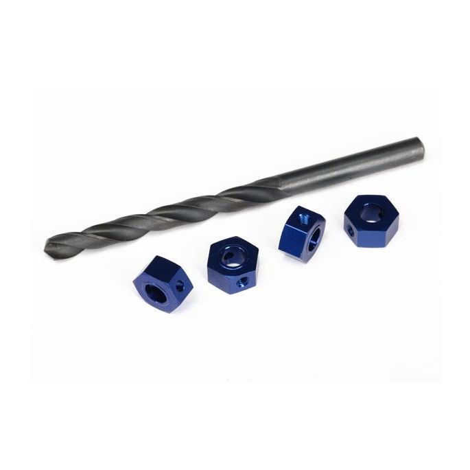 Wheel adaptors, 12mm hex, pins (4)/ drill bit, 0.25 inch, TRX6869