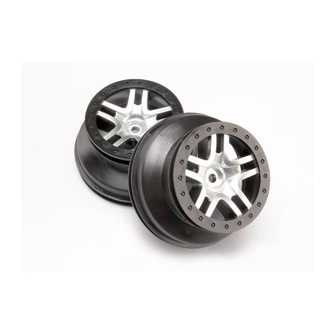 Wheels, SCT Split-Spoke, satin chrome, beadlock style, dual, TRX6872