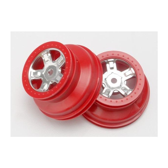 Wheels, SCT satin chrome, red beadlock style, dual profile (, TRX7072A