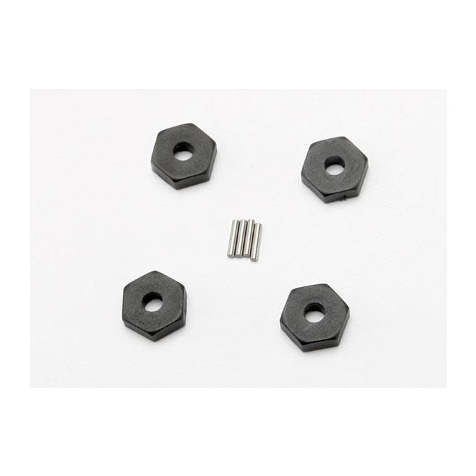 Wheel hubs, hex (4)/ axle pins (1.5x8mm) (4), TRX7154