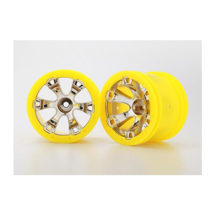 Wheels, Geode 2.2 (chrome, yellow beadlock style) (12mm h, TRX7275