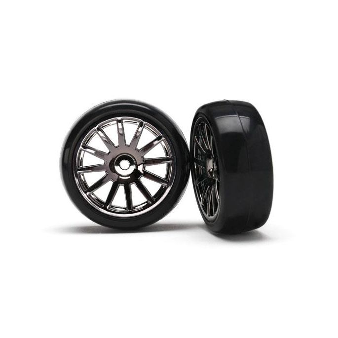 12-Sp Blk Wheels, Slick Tires Tires & Wh, TRX7573A