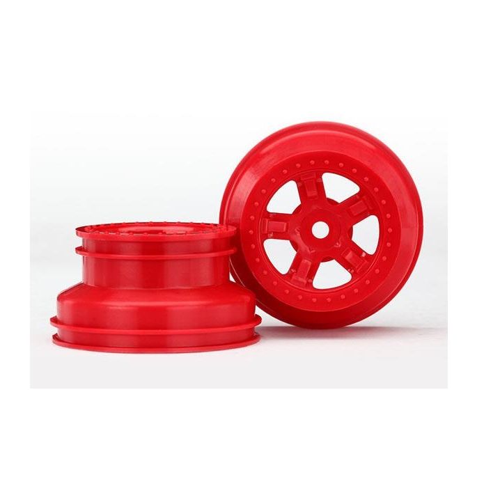 Wheels, SCT RED, beadlock style, dual profile (1.8' inner, 1, TRX7673R