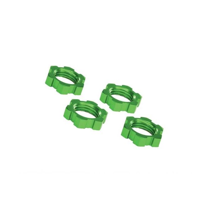 Wheel nuts, splined, 17mm, serrated (green-anodized) (4), TRX7758G