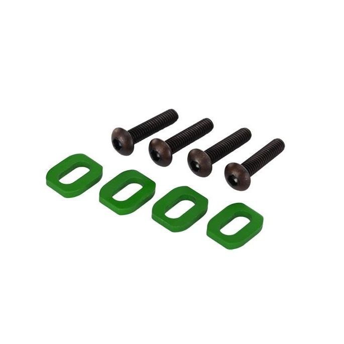 Washers, motor mount, aluminum (green-anodized) (4)/ 4x18mm, TRX7759G