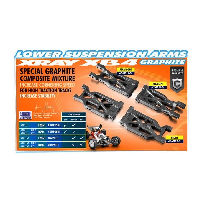 Composite Suspension Arm Rear Lower Left - v2 Graphite, X363121-G