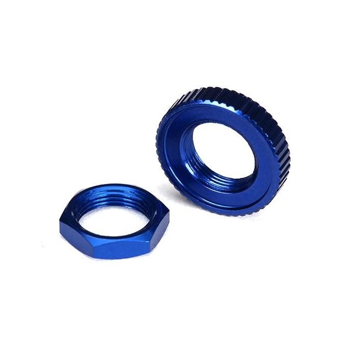 Servo saver nuts, aluminum, blue-anodized (hex (1), serrated, TRX8345