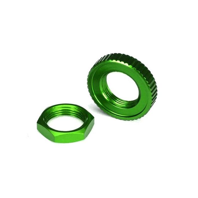 Servo saver nuts, aluminum, green-anodized (hex (1) serrated, TRX8345G