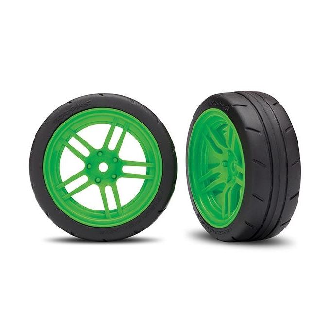 Tires and wheels, assembled, glued (split-spoke green VXL, TRX8373G