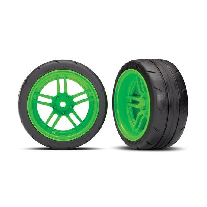 Tires and wheels, assembled, glued (split-spoke green VXL, TRX8374G