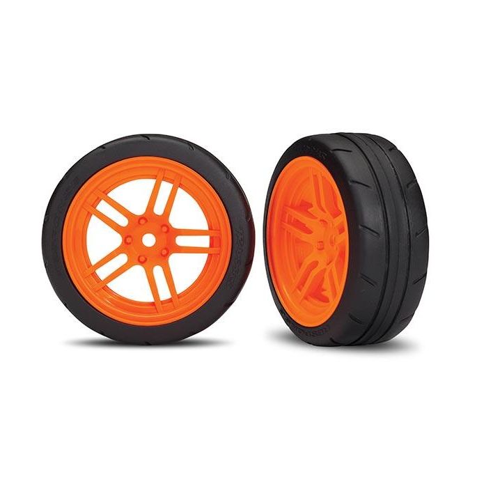 Tires and wheels, assembled, glued (split-spoke orange VXL, TRX8373A