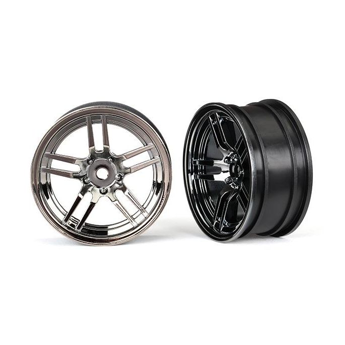 Wheels, 1.9' split-spoke (black chrome) (front) (2), TRX8371